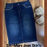 PAISLEY MID LENGTH DENIM SKIRT  - Thumbnail 1