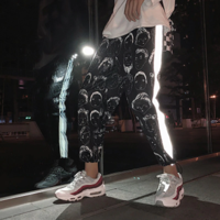 Loose Harajuku Printed Elastic Waist Pants - Thumbnail 3
