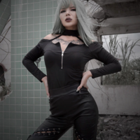 High Waist PU Leather Gothic Black Pants - Thumbnail 2