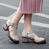  Criss-cross Strape Heeled Shoes G-2991 - Thumbnail 1
