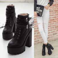  90s Gothic Grunge Platform Boots G-2992 - Thumbnail 3
