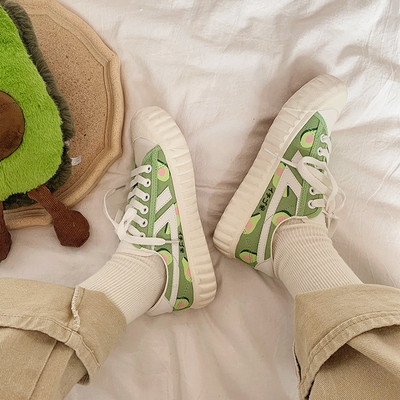 '90s Avocado Canvas Cute Sneakers G-2994