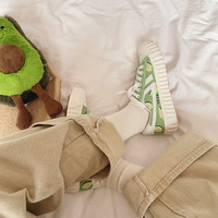 '90s Avocado Canvas Cute Sneakers G-2994 - Thumbnail 2