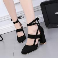Ankle Wrapped Cut-out Heeled Shoes G-2996 - Thumbnail 1