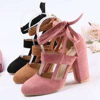 Ankle Wrapped Cut-out Heeled Shoes G-2996 - Thumbnail 4