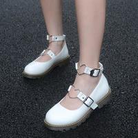 Black/White/Pink Lolita Heart Buckle Shoes G-2999 - Thumbnail 2