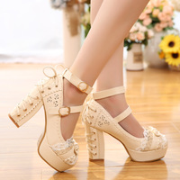 Pastel Color Lace Heeled Shoes G-3001 - Thumbnail 2