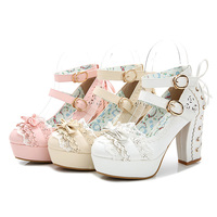 Pastel Color Lace Heeled Shoes G-3001 - Thumbnail 3