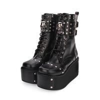 Custom Made Platform Black Boots Available G-3006 - Thumbnail 3