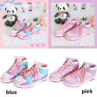Harajuku cute ins macarons color matching high-top sneakers - Thumbnail 1
