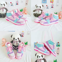 Harajuku cute ins macarons color matching high-top sneakers - Thumbnail 2