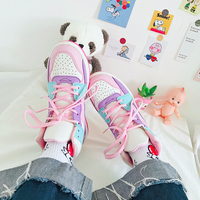 Harajuku cute ins macarons color matching high-top sneakers - Thumbnail 3