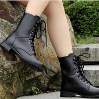 Natural Learher Unisex Martin Motorcycle Anklet Boots G-3009 - Thumbnail 3