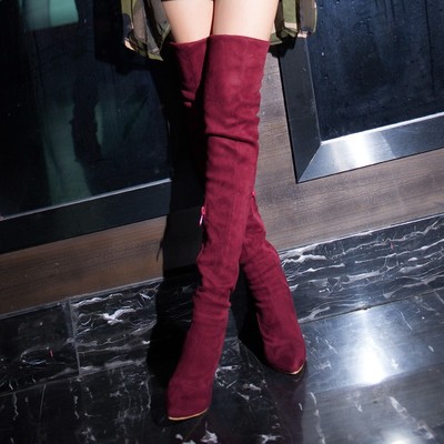 Thigh High Heeled Faux Suede Boots G-3013