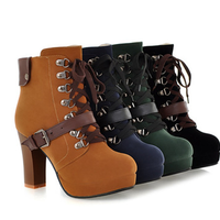 Women fashion high-heeled Martin Boots G-3017 - Thumbnail 2