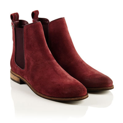 Handmade men's burgundy ankle chelsea suede boot for men's - Thumbnail 4