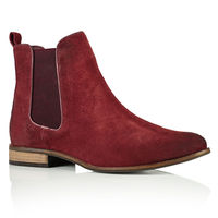 Handmade Men's Burgundy Ankle Chelsea Suede Boot For Men's - Thumbnail 1