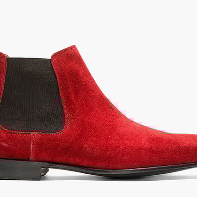 Handmade men's red ankle chelsea suede boot for men's - Thumbnail 2