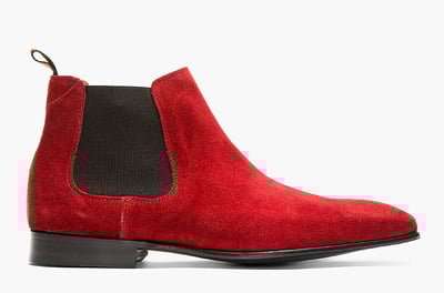 Handmade Men's Red Ankle Chelsea Suede Boot For Men's
