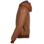 Handmade mens tan leather jacket brown quilted with hood-1