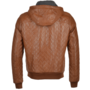 Handmade mens tan leather jacket brown quilted with hood-2
