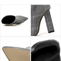 Plaid Print Boots G-3024 - Thumbnail 2