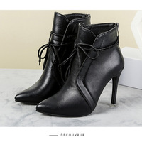 Women Boots Ladies Pointed Toe Thin  Short  elegant ladies bow High Heel For Wedding Shoes G-3026 - Thumbnail 1