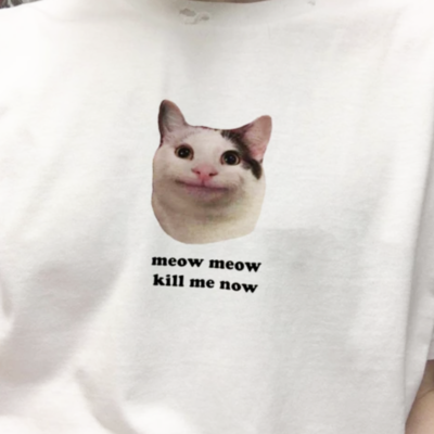 Free shipping-"meow meow kill me now" tee - Thumbnail 4