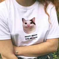 Free Shipping-"MEOW MEOW KILL ME NOW" TEE - Thumbnail 2