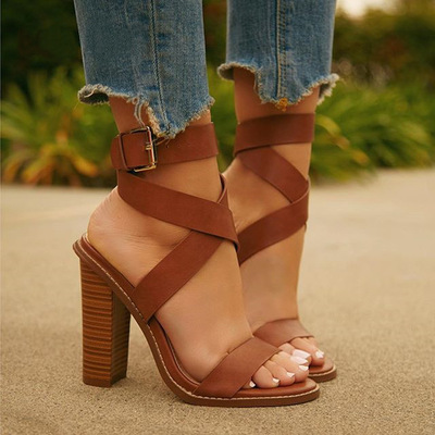 Open toe strappy buckle casual womens sandalsg-3031