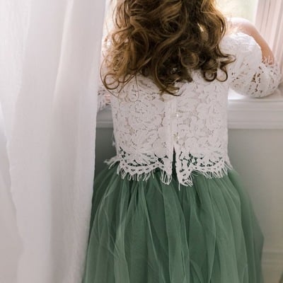 Two piece flower girl dresses with sleeves - Thumbnail 4