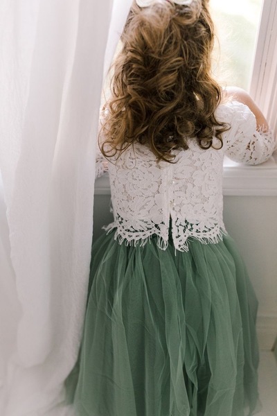 Two Piece Flower Girl Dresses with Sleeves