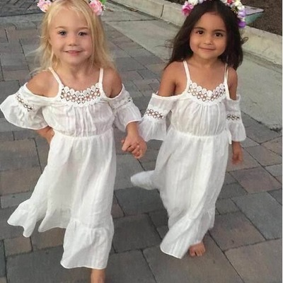 Off the shoulder boho ankle length flower girl dresses - Thumbnail 3