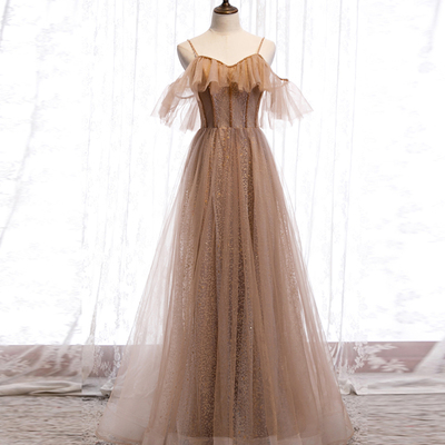 Cute sweet neck tulle long prom dress - Thumbnail 5