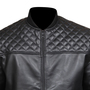Handmade Men's Quilted Shoulder Rib Design Slim Leather Jacket-1