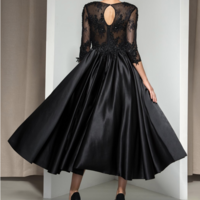 Vintage 3/4 Sleeves Applique A-Line Evening Dress,315 - Thumbnail 1