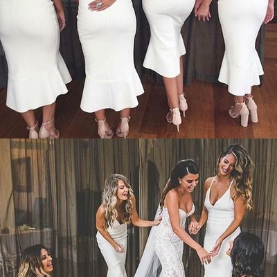 V-neck bridesmaid dresses, cross back bridesmaid dresses, bridesmaid dresses,318 - Thumbnail 4