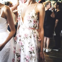 V-neck A-line Flower Tulle Prom Dresses, Long Prom Dresses, Affordable Prom Dresses,320 - Thumbnail 1