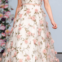 V-neck A-line Flower Tulle Prom Dresses, Long Prom Dresses, Affordable Prom Dresses,320 - Thumbnail 2