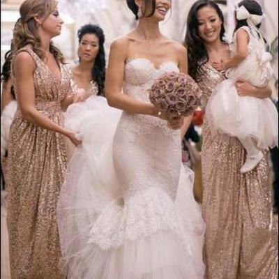 Sequin bridesmaid dresses, v-neck bridesmaid dresses, popular bridesmaid dresses, cheap bridesmaid dresses,324 - Thumbnail 4
