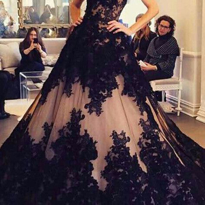 Wedding dresses,bridal gown,black wedding dress,lace wedding dress,gorgeous wedding dress,custom made wedding dress,319 - Thumbnail 5