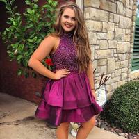 Open Back Rhinestone Plum Homecoming Dresses, Homecoming Dresses, Cheap Homecoming Dresses,328 - Thumbnail 1