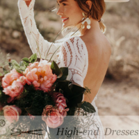 Elegant Boho Wedding Dresses,Long Sleeves Bridal Dresses,Beach Wedding Dresses,336 - Thumbnail 2