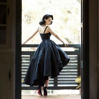 Little Black Dress Vintage Homecoming Dresses High Low Short Prom Dress Party Dress,338 - Thumbnail 1