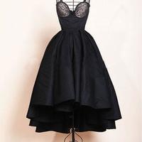 Little Black Dress Vintage Homecoming Dresses High Low Short Prom Dress Party Dress,338 - Thumbnail 2