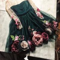 2019 Chic A-line V neck Hand-Made Flower Homecoming Dresses Unique Short Prom Dress Long Sleeve Homecoming Dresses,340 - Thumbnail 1