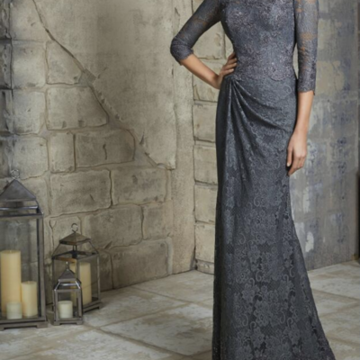 2020 new long gray lace sheathy long sleeve prom dress,long sleeve gray sheathy lace mother of the bride dress evening gown,355