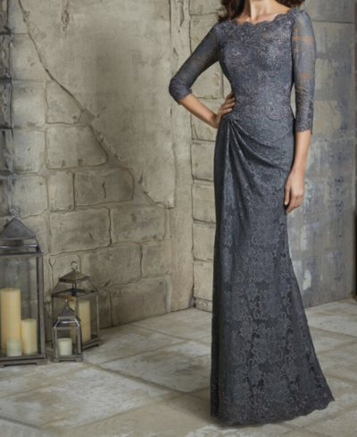 2020 New long gray lace sheathy long sleeve prom dress,long sleeve gray sheathy lace mother of the bride dress evening gown,355