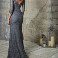 2020 New long gray lace sheathy long sleeve prom dress,long sleeve gray sheathy lace mother of the bride dress evening gown,355 - Thumbnail 1