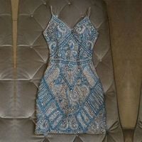 Luxury Beaded Homecoming Dress,Tight Spaghetti Straps Mini Party Dress,358 - Thumbnail 1